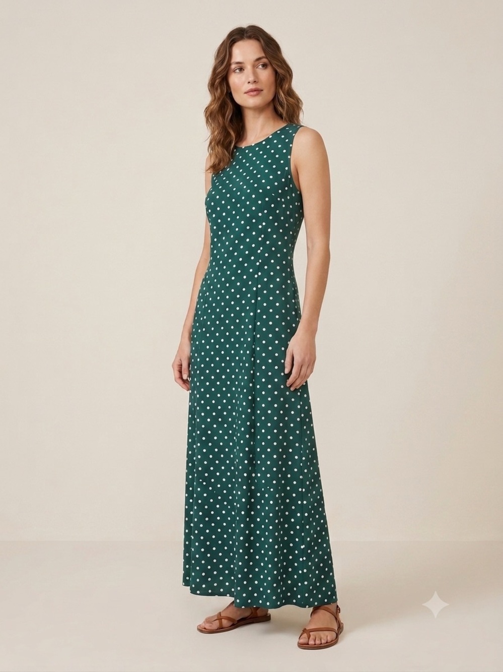My Michelle Vintage Midi Dress Green White Polka Dots